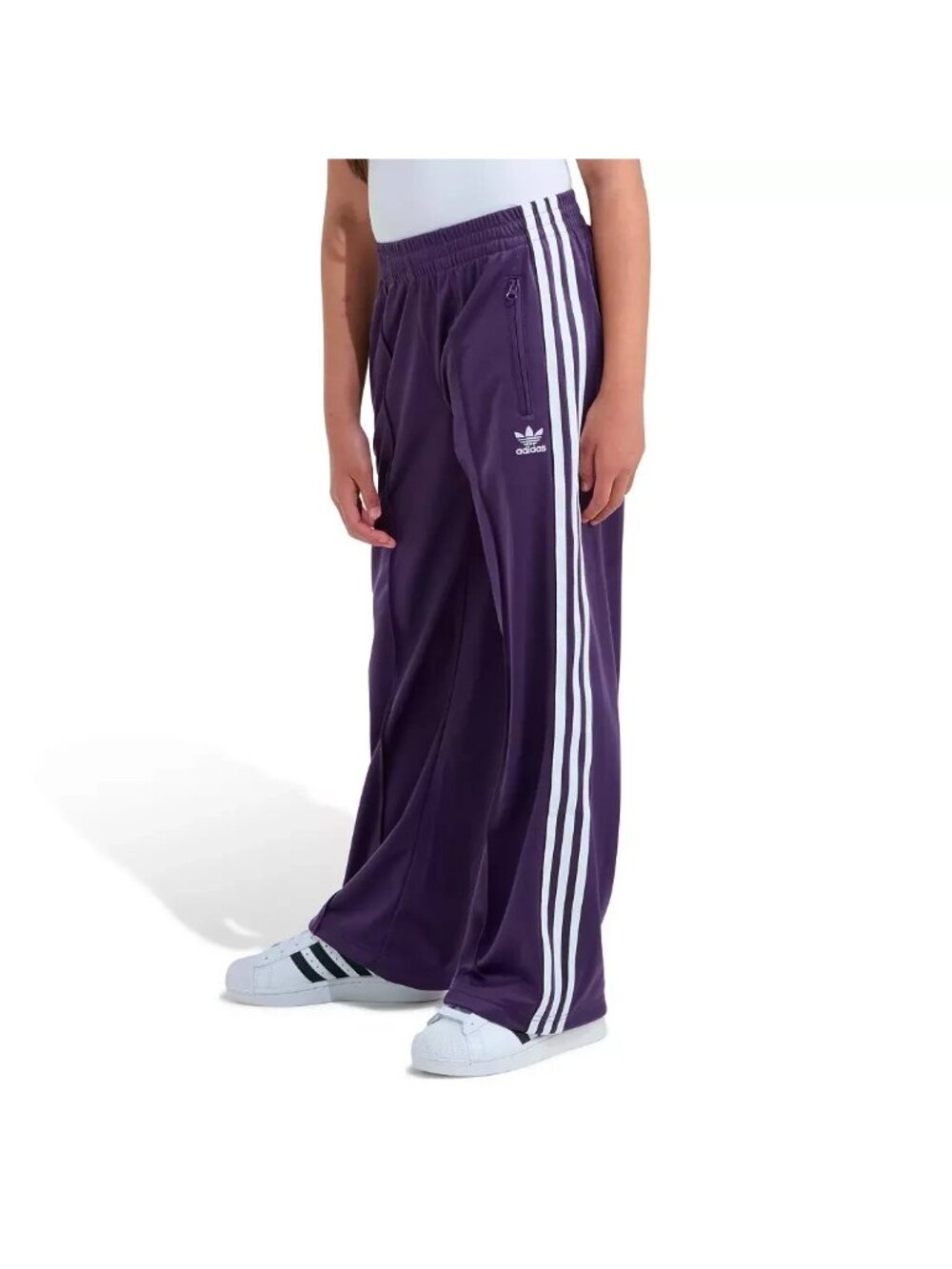 adidas Kids' Firebird Wide Leg Pants Aurora Plum Size Medium Pull On Active - Picture 5 of 12